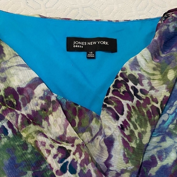 Jones New York Women Fit & Flare floral summer casual Dress Sleeveless  Size 14 - Picture 4 of 9